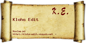 Klohs Edit névjegykártya
